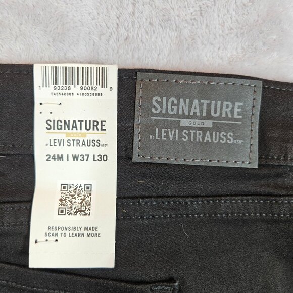 NWT Signature By Levi Strauss Mid-Rise Skinny Black Jeans 24M W37 L30 office - Picture 3 of 15